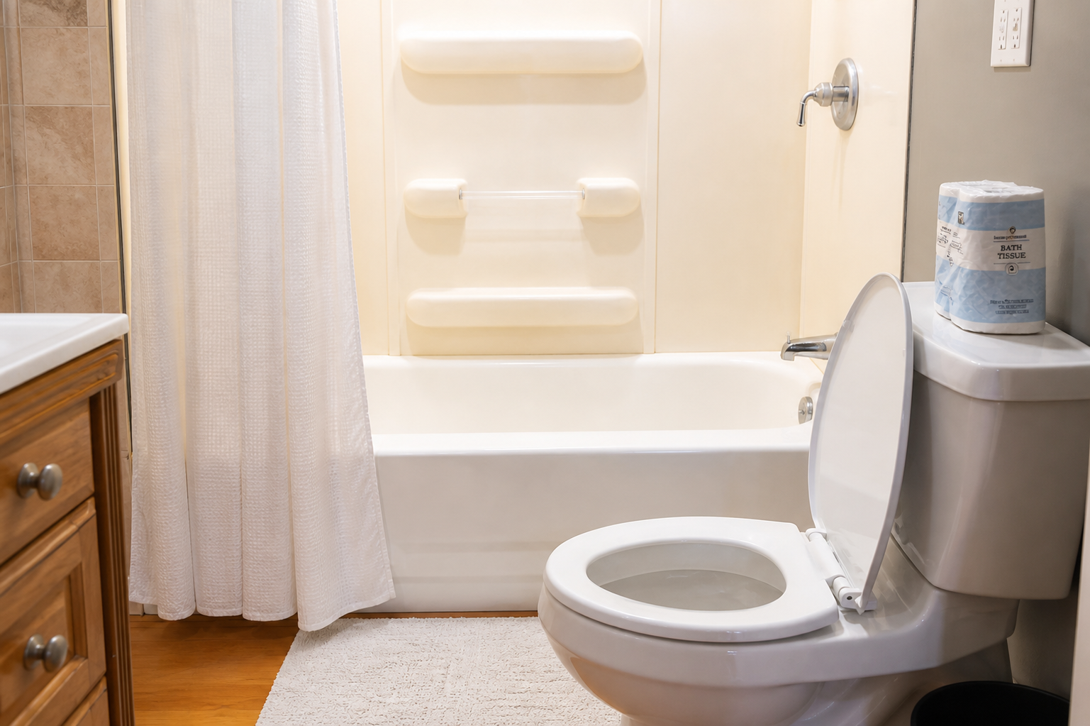 Full bathroom with tub and shower
